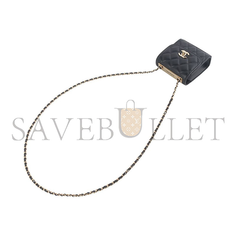 Ch*el trend mini crossbody bag in lamb with gold cc chain a81633 (11*11*5.5cm)